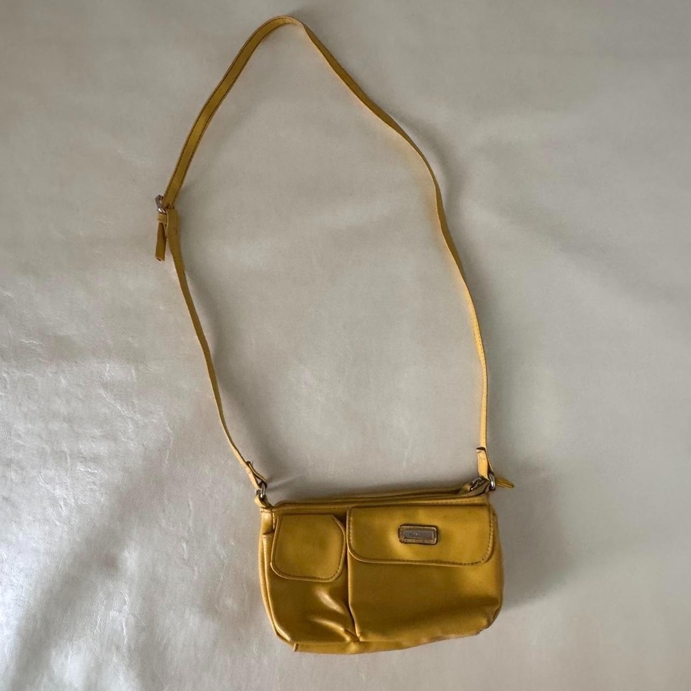 y2k Rosetti Yellow leather crossbody bag with adjustable strap